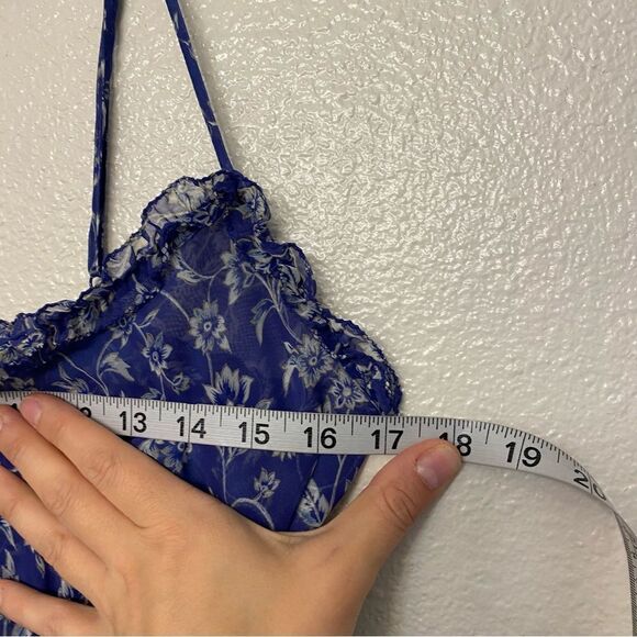 Victoria’s Secret vintage Blue floral sheer baby doll y2k Slip dress lingerie M - Picture 6 of 8